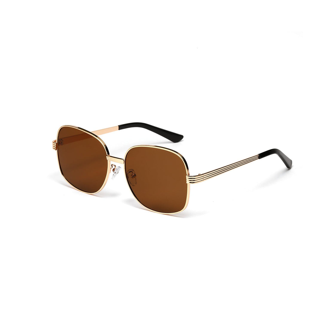Ladies fashionable angular sunglasses with luxurious golden frame Kalsten