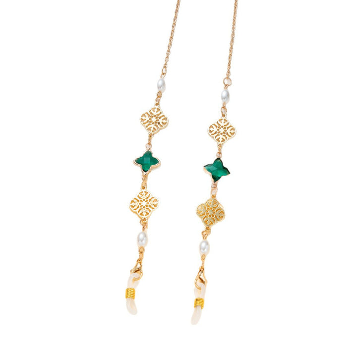 Elegant Gemstone and Pearl Eyewear Chain Kalsten