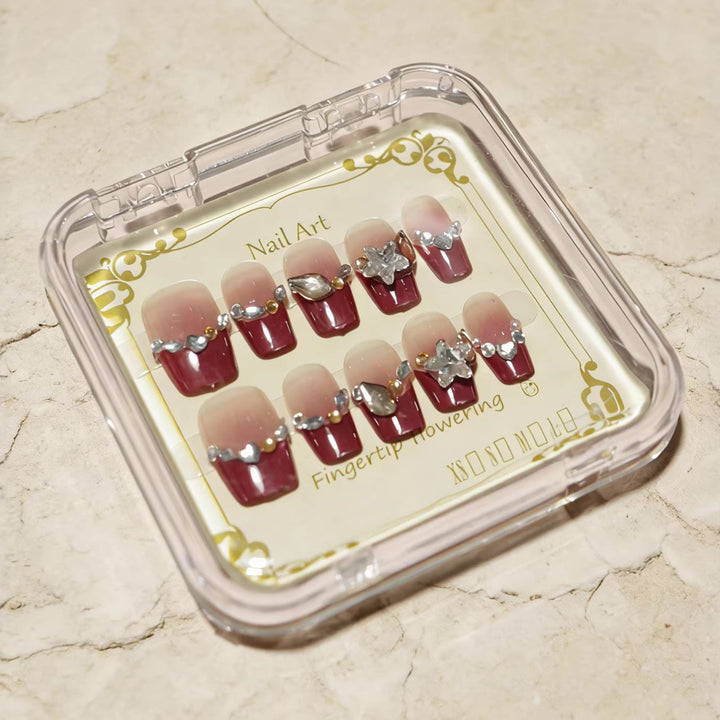Decorative Rhinestone-Embellished Press-On Nail Tips Kalsten