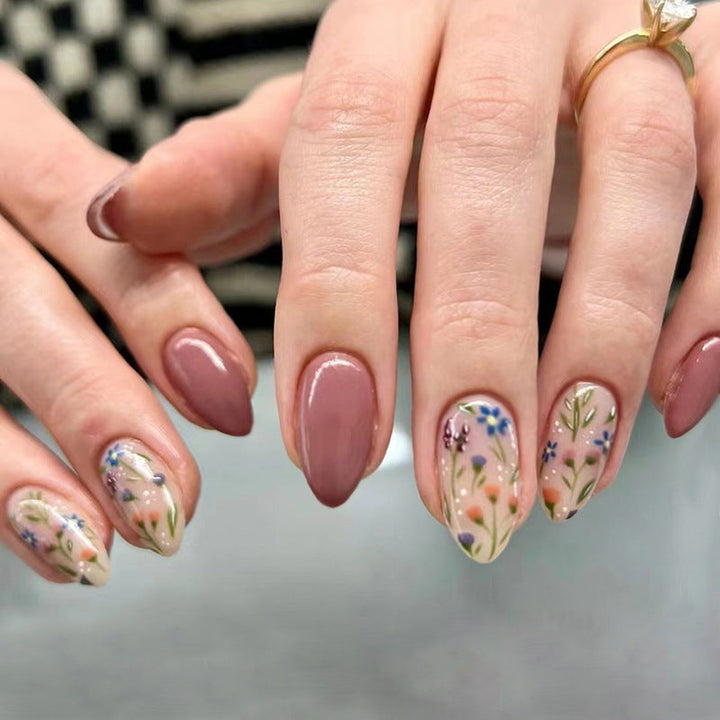 Artistic Floral Press-On Nail Art Kalsten
