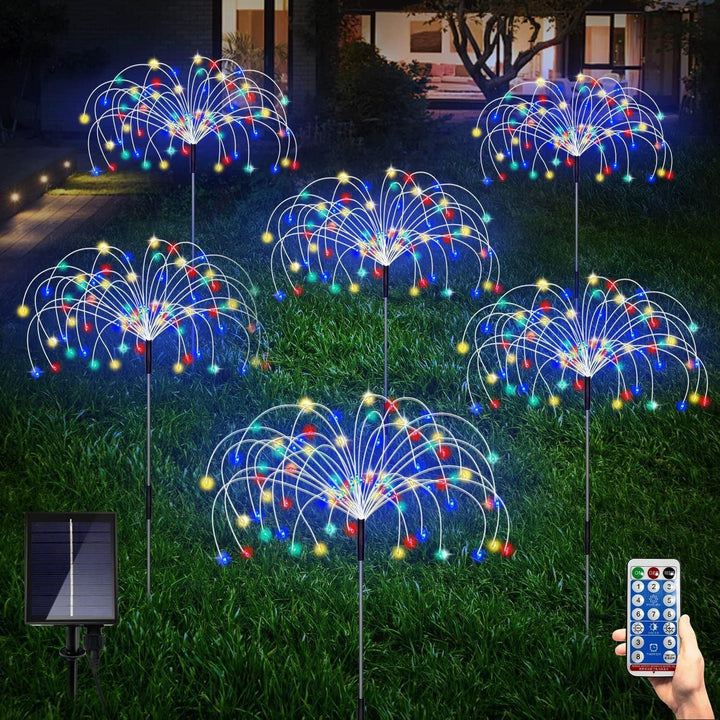 Solar-Powered Fiber-Optic Dandelion Garden Stake Lights With Waterproof LED Fireworks Effect Kalsten