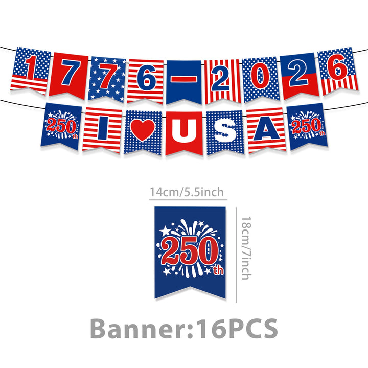 Unisex nan Patriotic Anniversary Disposable Tableware Party Kit with Stars Stripes Plates Cups Napkins Cutlery Banner Kalsten