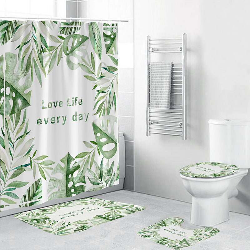 Tropical Leaf Print Bathroom Set Kalsten