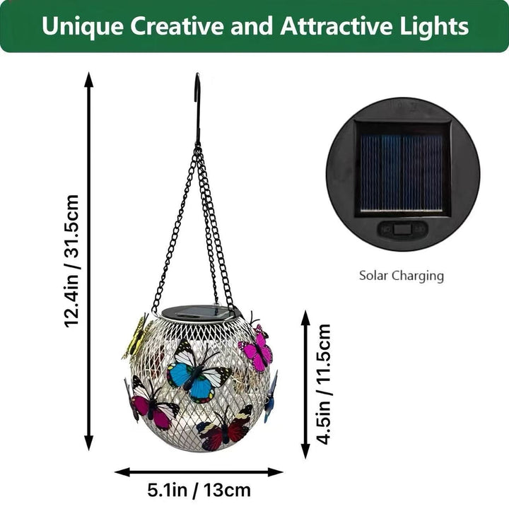 Solar Hanging Outdoor Lanterns With Vintage-Style LED Filament Bulb And Metal Cage Waterproof Suspension Kalsten