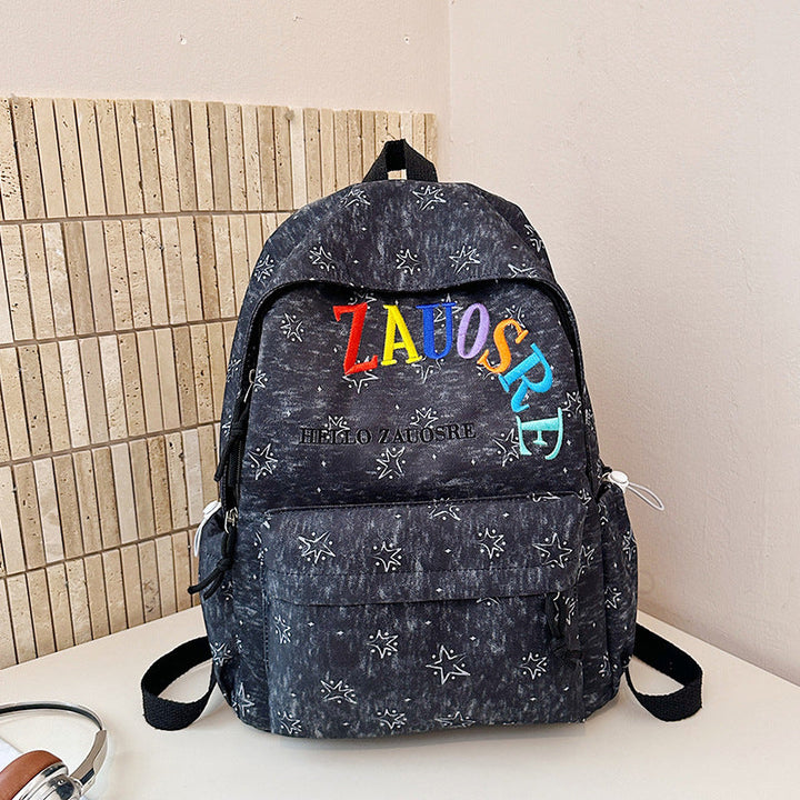 Casual Star-Patterned School Backpack