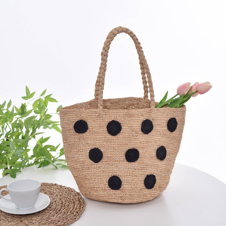 Handcrafted tote bag with colored appliques Kalsten