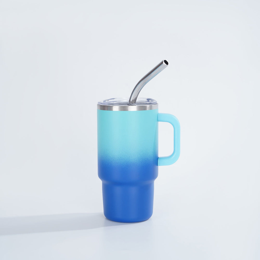 Insulated Stainless Steel Travel Mug With Ergonomic Handle Spill-Resistant Lid And Reusable Bent Metal Straw