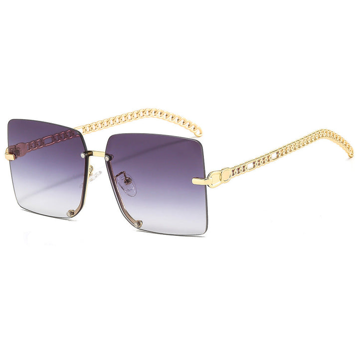 Women's fashionable sunglasses with luxurious chain arm and rectangular frame Kalsten