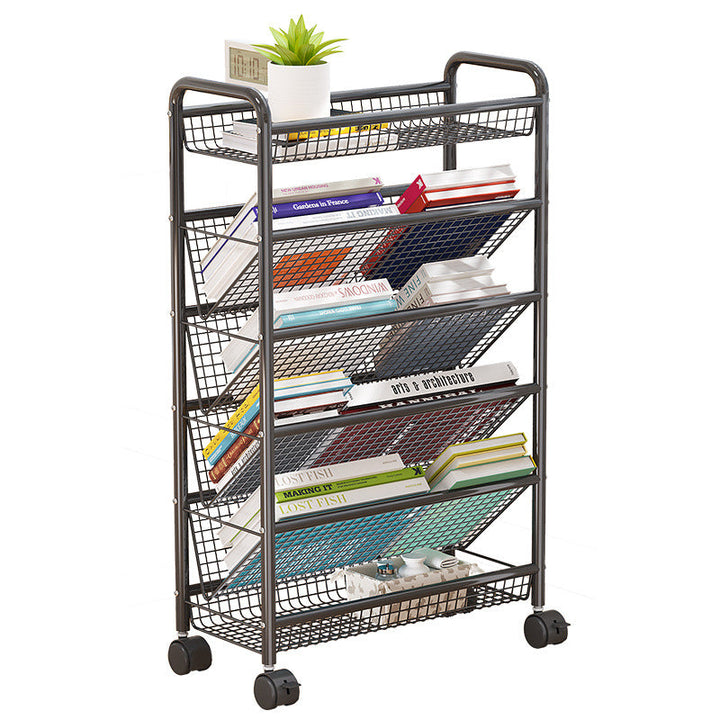 Rolling Metal Book Storage Rack Kalsten