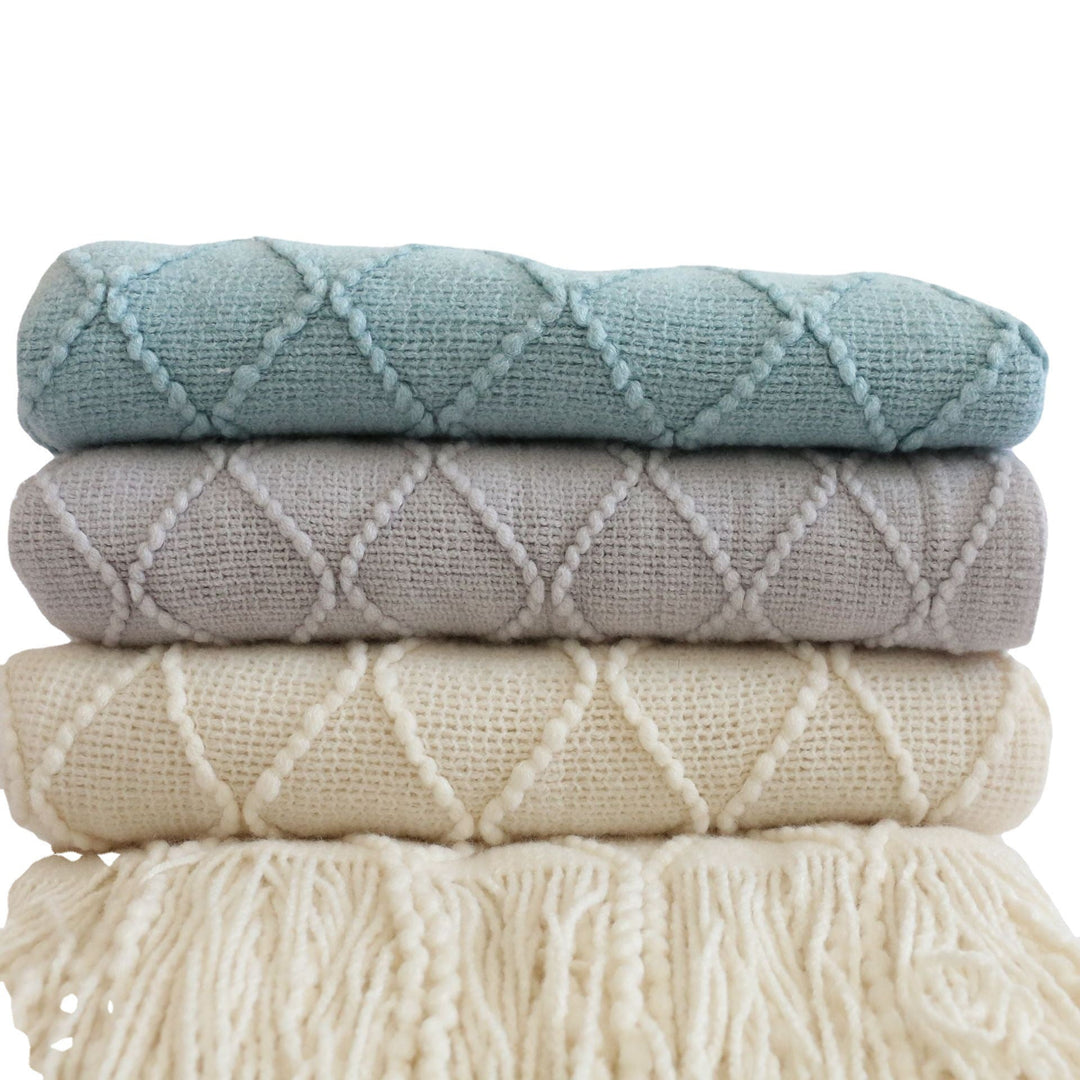 Luxurious Textured Knit Throw Blanket Kalsten