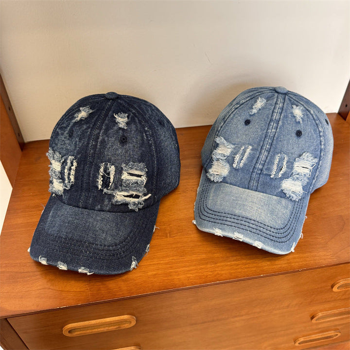 Women's Distressed Denim Adjustable Baseball Cap Kalsten