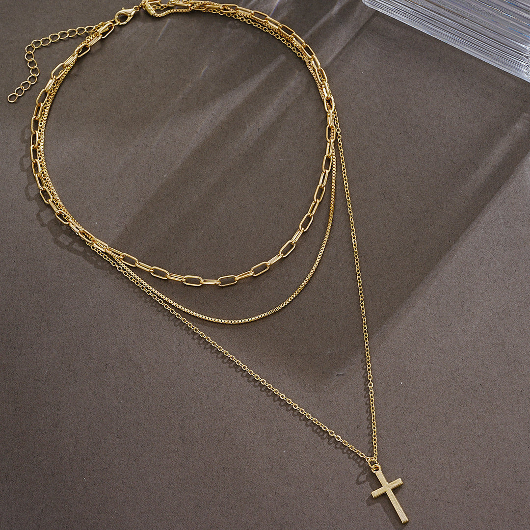 Multi-Layered Cross Pendant Necklace Kalsten