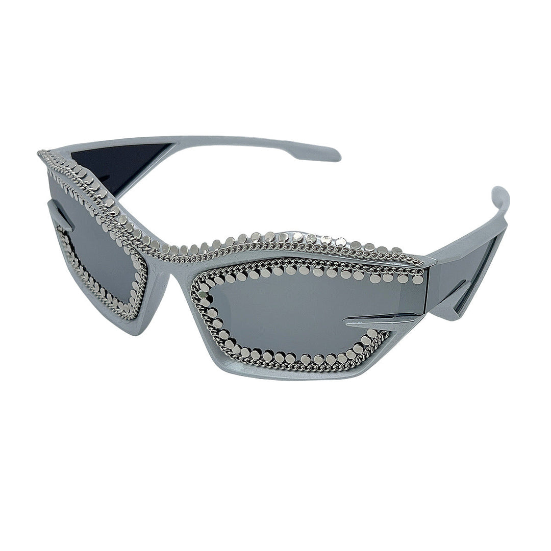 Ladies designer sunglasses in a futuristic look with sparkling rhinestone embellishment Kalsten