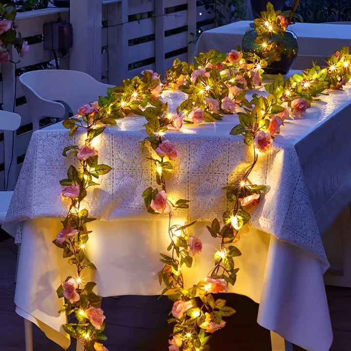 Artificial Rose Vine LED Fairy String Lights Waterproof Copper Wire Kalsten