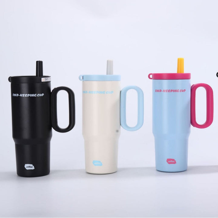 Unisex insulated cup with practical handle and straw function Kalsten