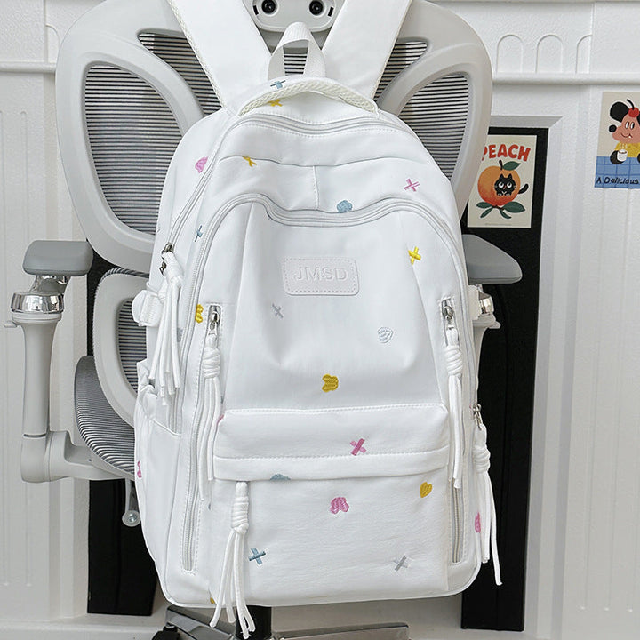 Adorable Embroidered Trendy School Backpack