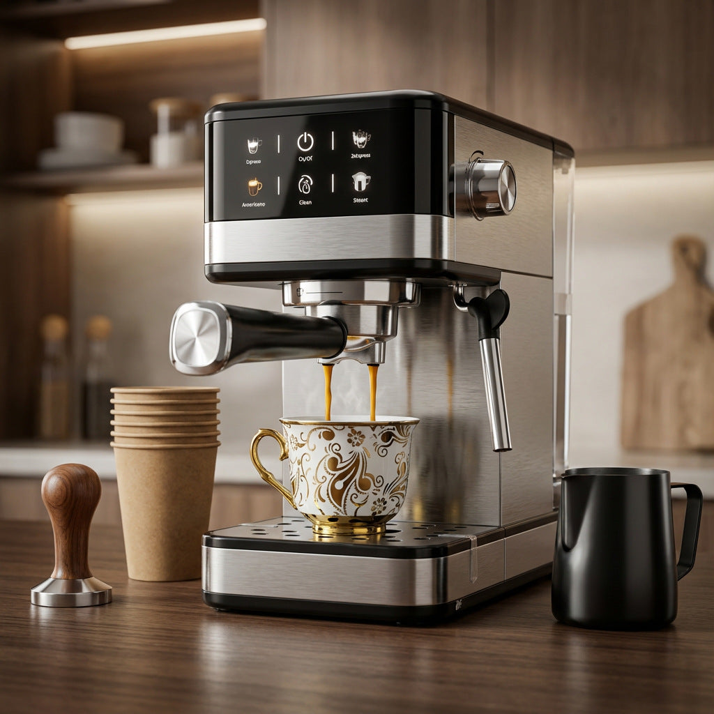 Espresso machine with integrated milk frother Kalsten