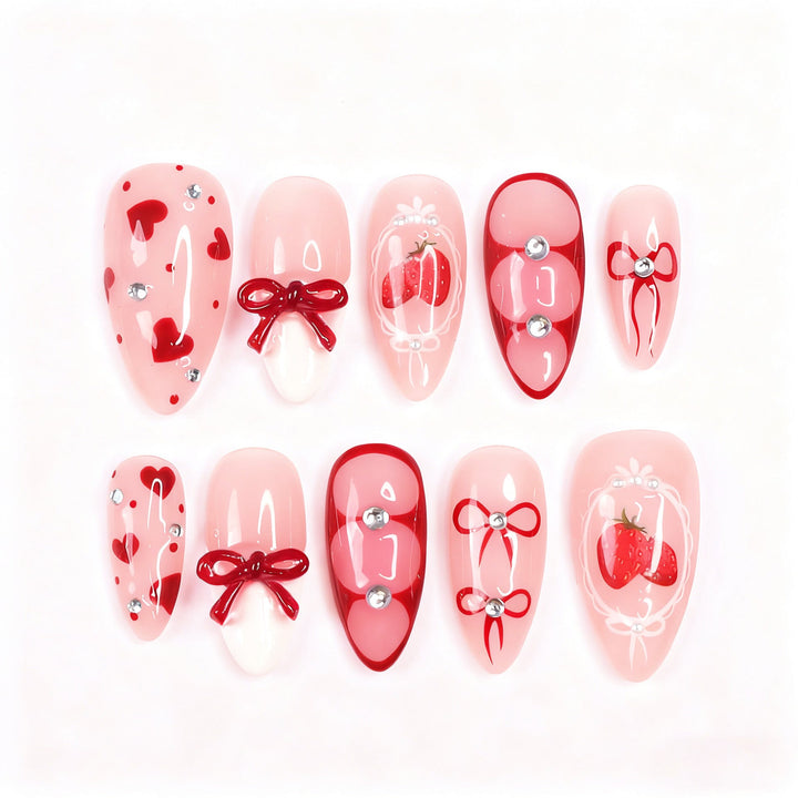 Decorative Strawberry-Themed Press-On Nail Tips Kalsten