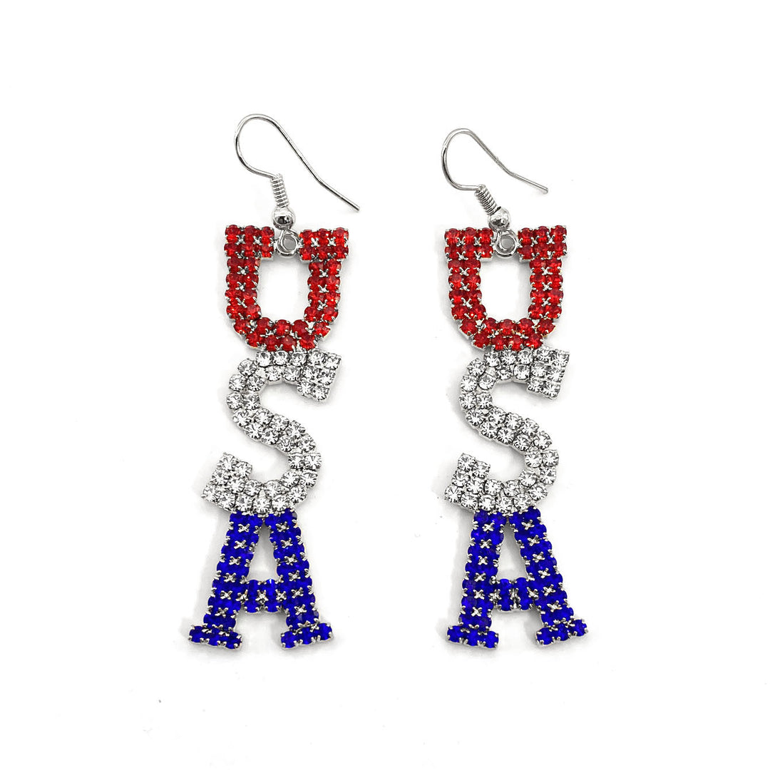 Ladies long sparkling crystal tassel earrings with geometric stud closure Kalsten