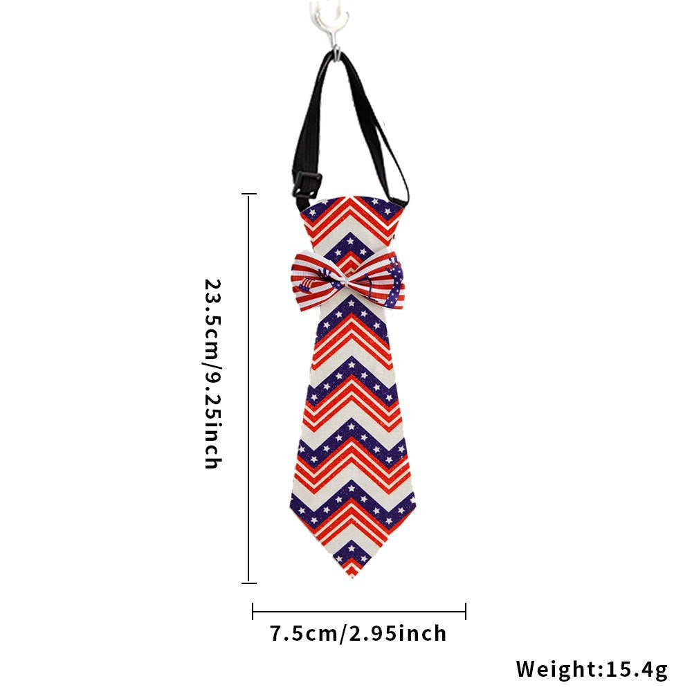 Unisex nan patriotic striped pet necktie with adjustable elastic collar Kalsten