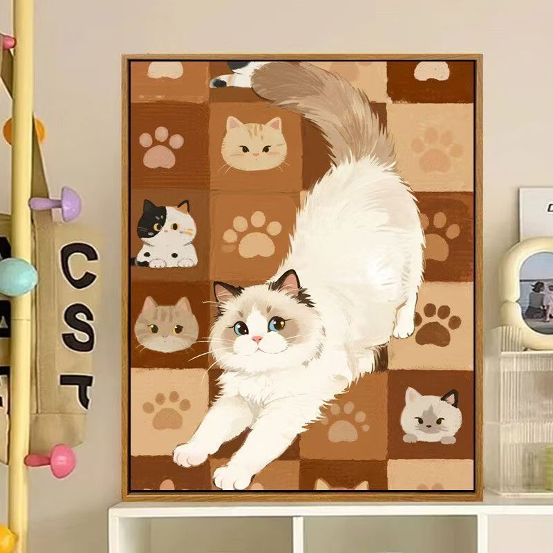 Cute Cat-Themed Decorative Canvas Art Kalsten