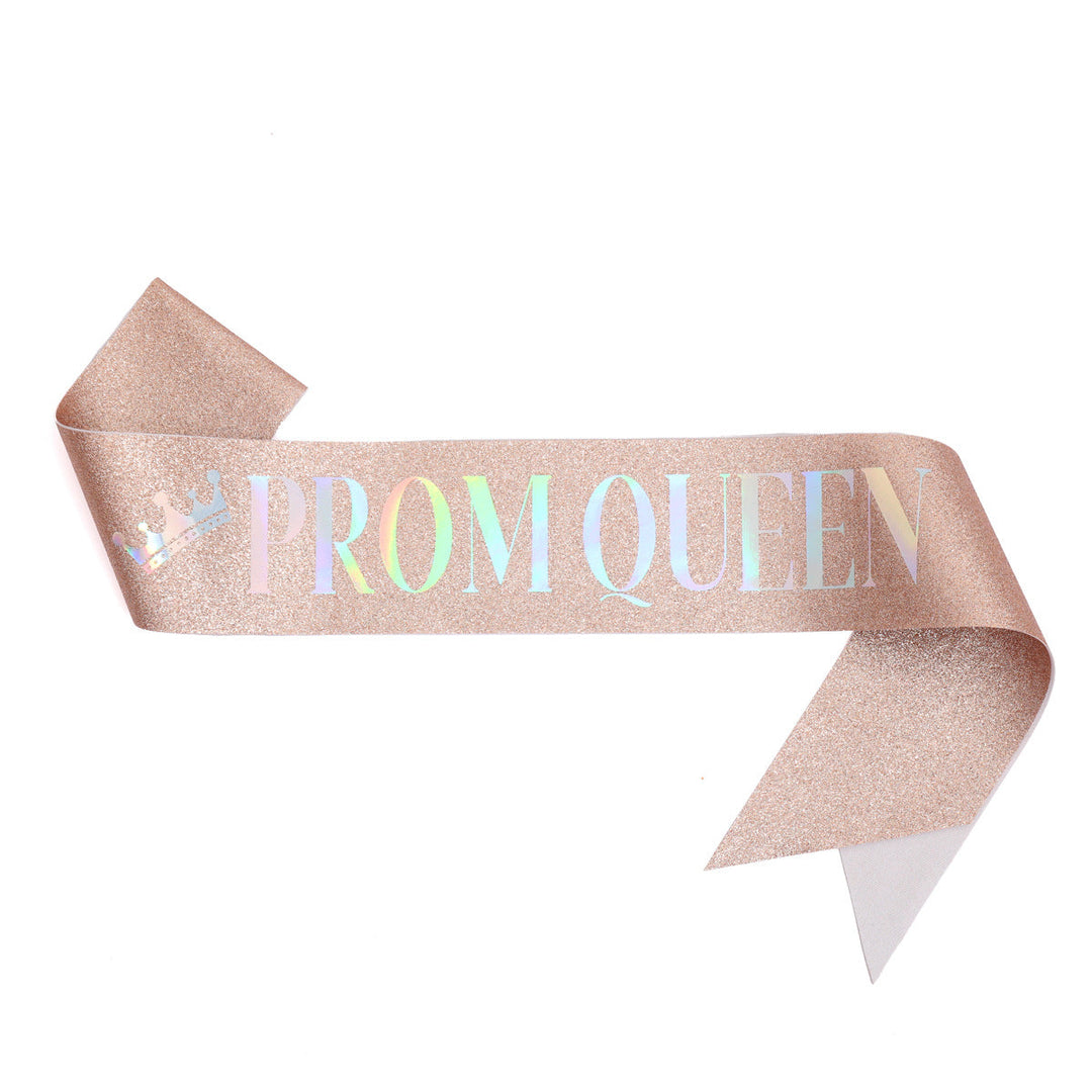 Ladies festive satin sash with holographic print Kalsten