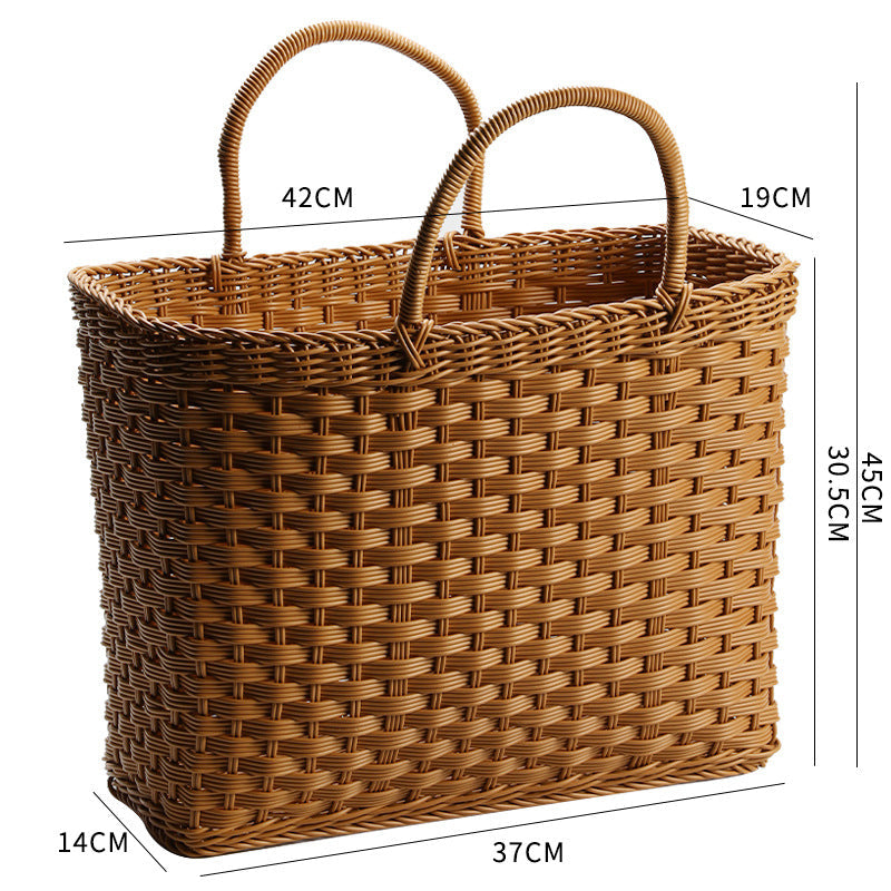 Unisex Handwoven Shopping Basket with Two Handles Kalsten