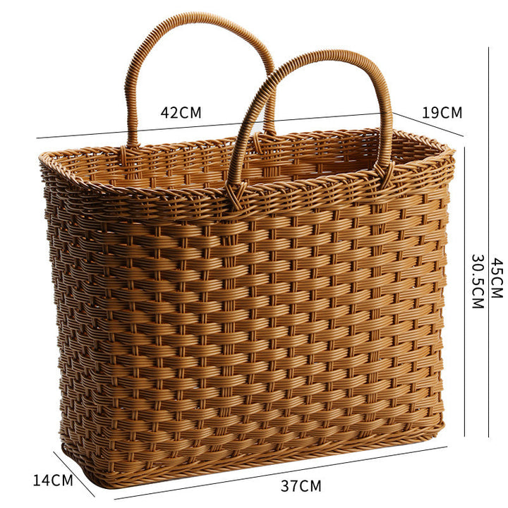 Unisex Handwoven Shopping Basket with Two Handles Kalsten