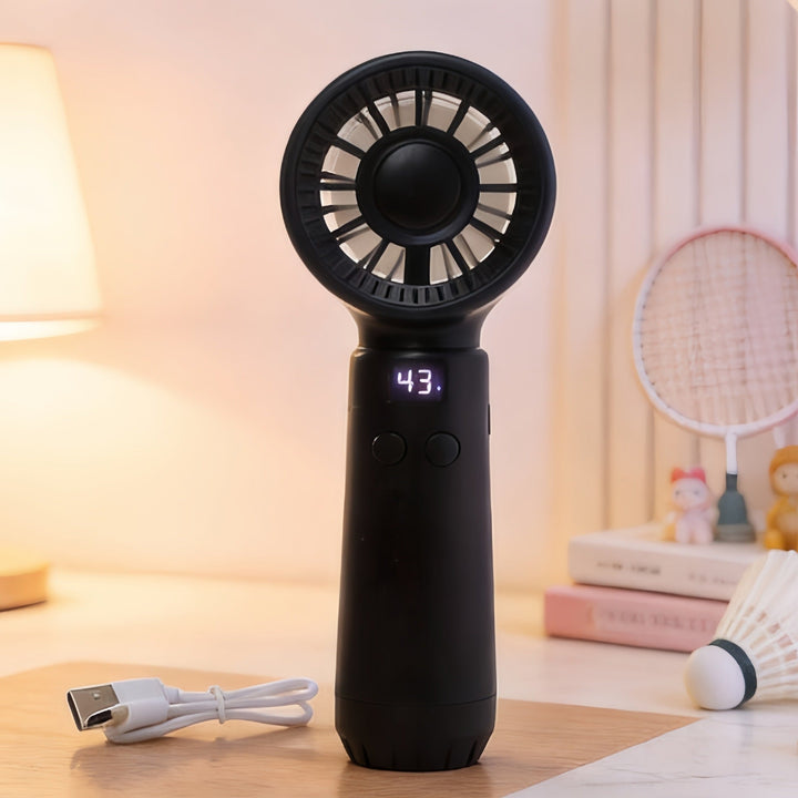 Women's Portable USB Hand Fan with Temperature Display Kalsten
