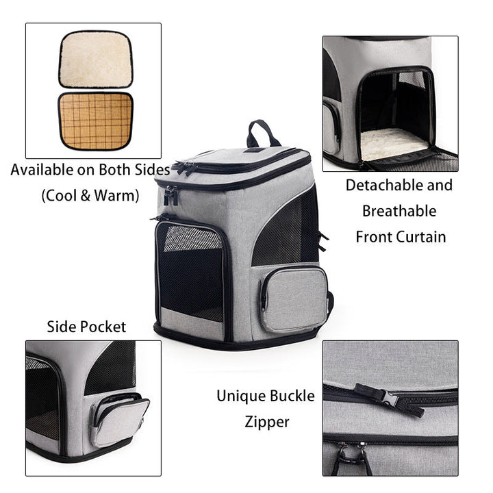 Portable Pet Backpack with Breathable Mesh Inserts Kalsten