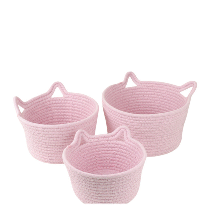Women's Round Woven Storage Basket with Practical Handles Kalsten