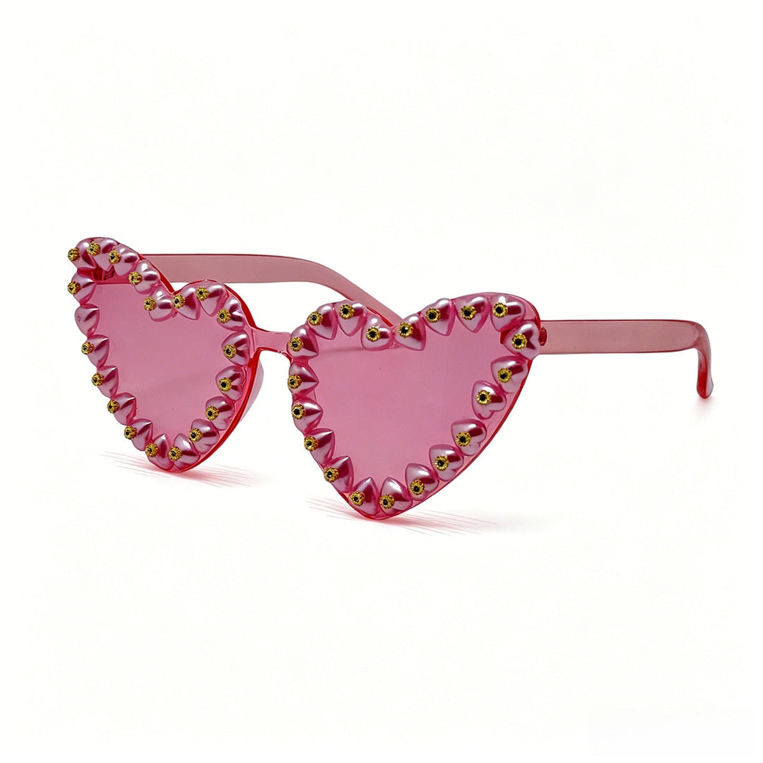 Women Heart-Shaped Sunglasses with Extravagant Jewelry Details Kalsten
