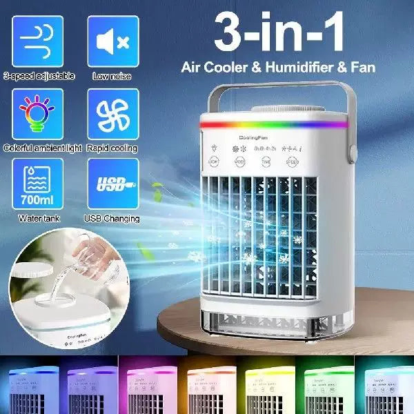 Unisex one size compact USB rechargeable vaporizer personal air cooler with removable water tank and carrying handle Kalsten