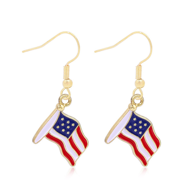 Women's star-shaped enamel earrings with USA flag motif and gold-plated fish Kalsten