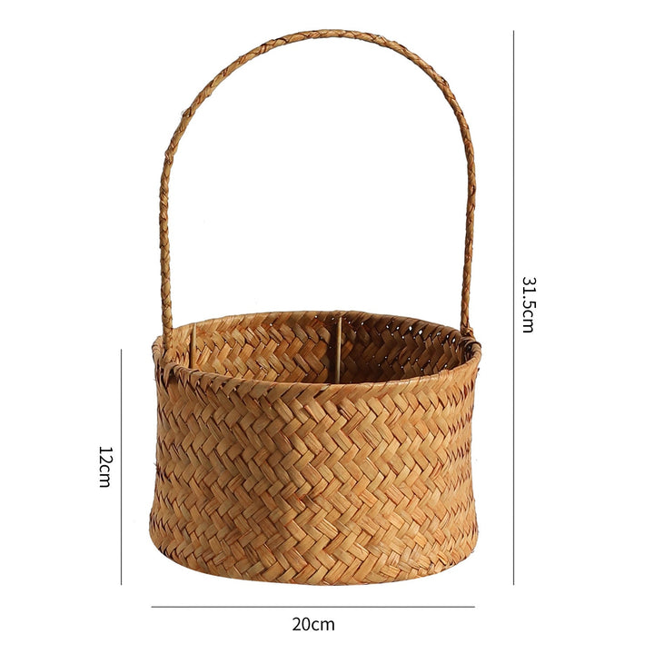 Handwoven Natural Fiber Carrying Basket Kalsten