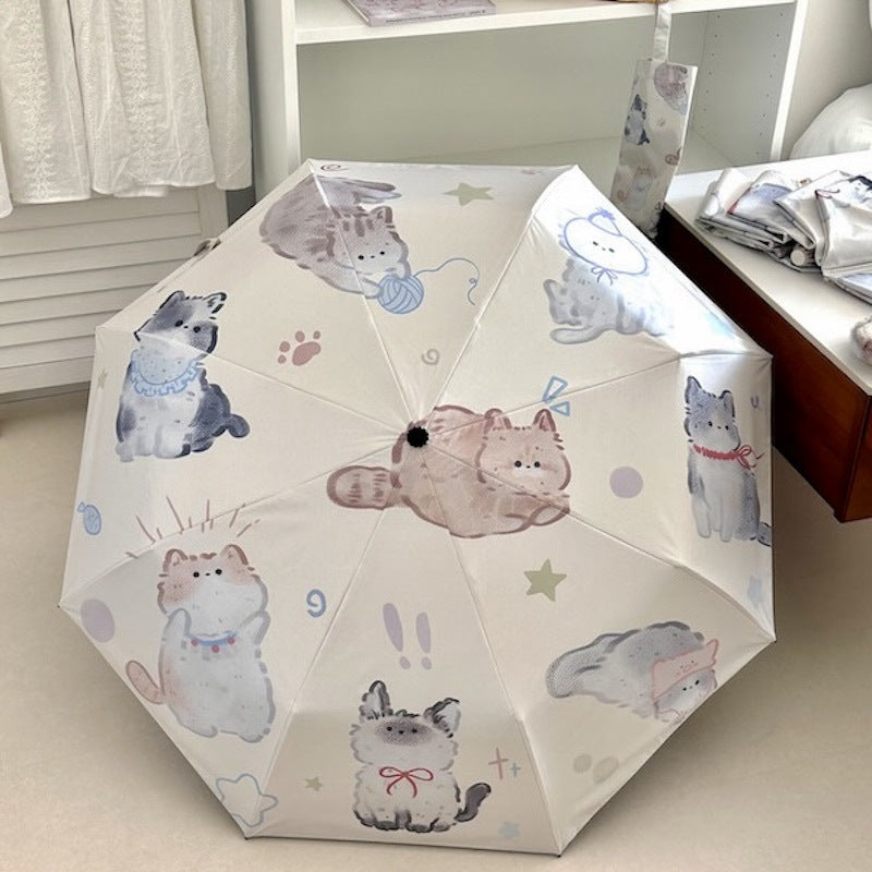 Women's Foldable Umbrella with Charming Cat Pattern Kalsten