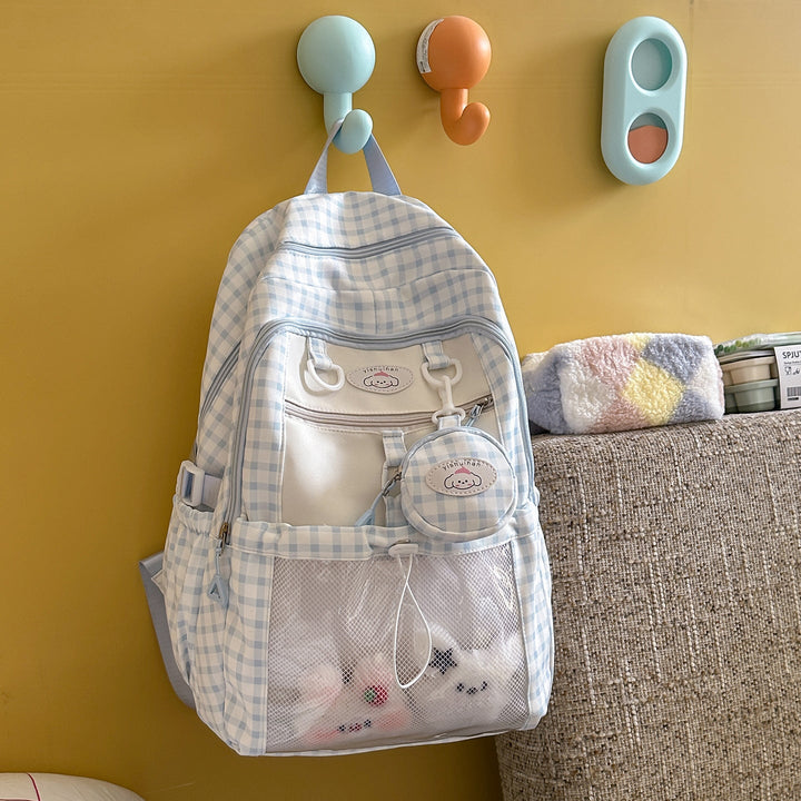 Children's Playful Checked Pattern School Backpack