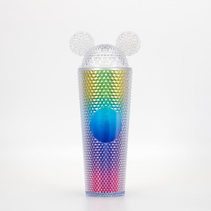 Studded Textured Reusable Tumbler With Decorative Ear-Top Screw Lid