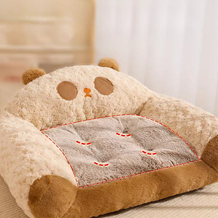 Plush Bear-Shaped Dog Bed