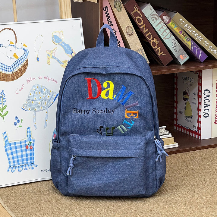 Casual Graphic Embroidered School Backpack