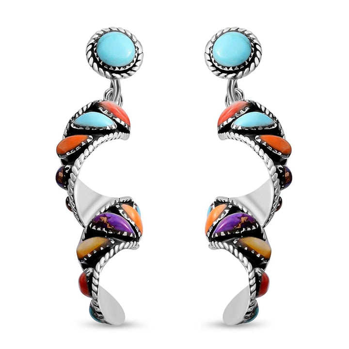 Turquoise-Embellished Statet Drop Earrings Kalsten