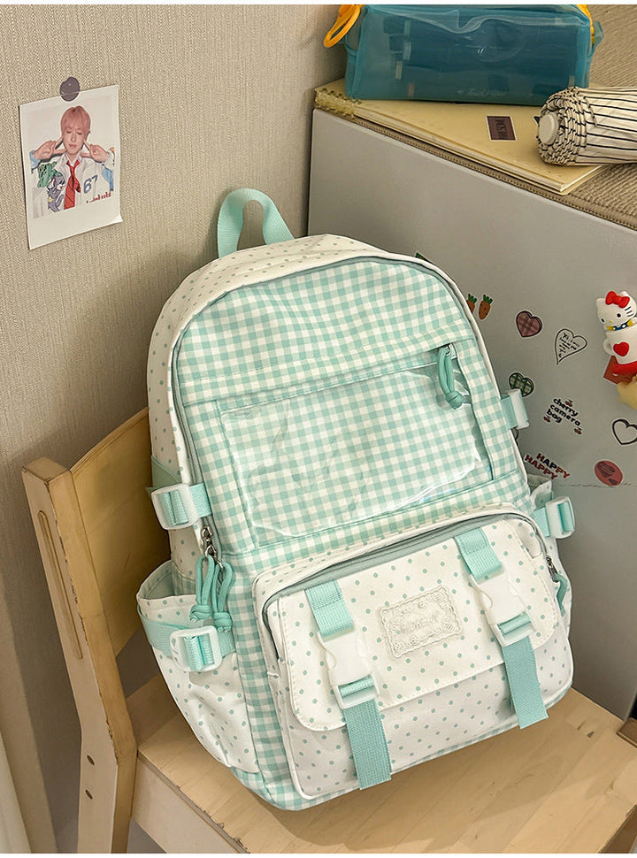 Cute Gingham Checkered School Backpack