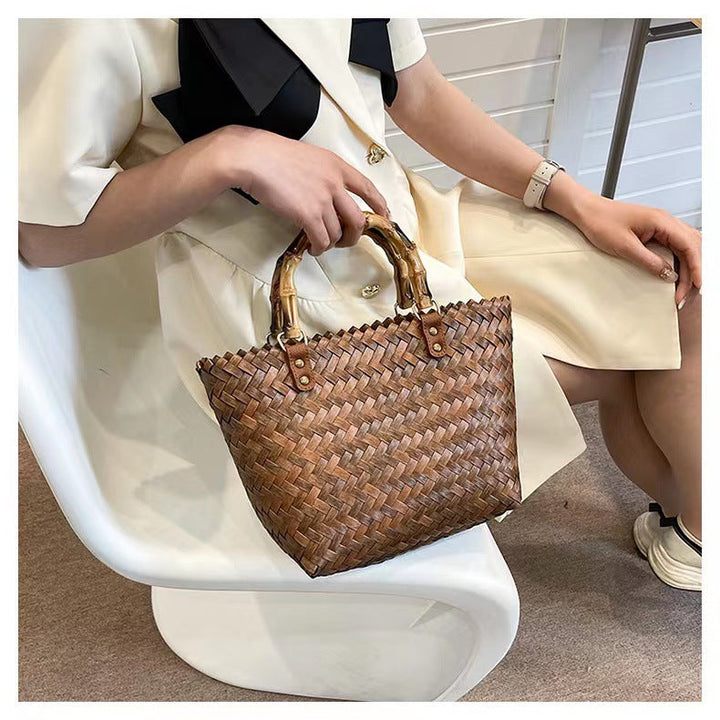 Handcrafted basket bag with bamboo handles Kalsten