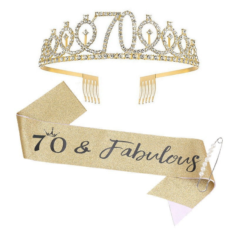 Ladies Sparkling Tiara with personalized 80th Birthday Inscription Kalsten