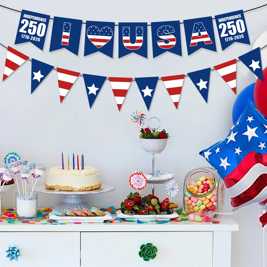 Unisex nan bunting with star motifs and stripes, weatherproof polyester party decoration Kalsten