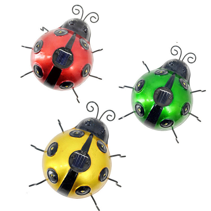 Decorative Solar-Powered Metal Ladybug Garden Lights With Warm LED Accents Kalsten