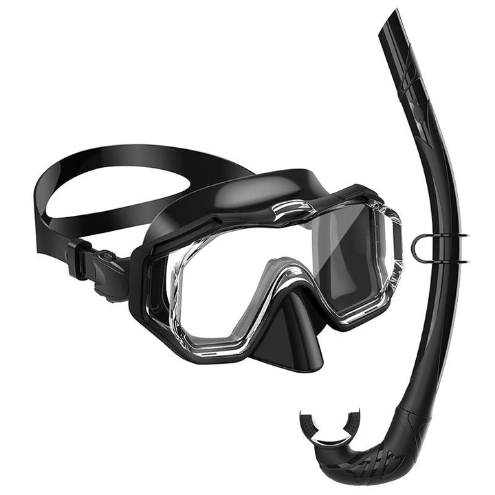Diving equipment set with ergonomic diving mask and flexible snorkel Kalsten