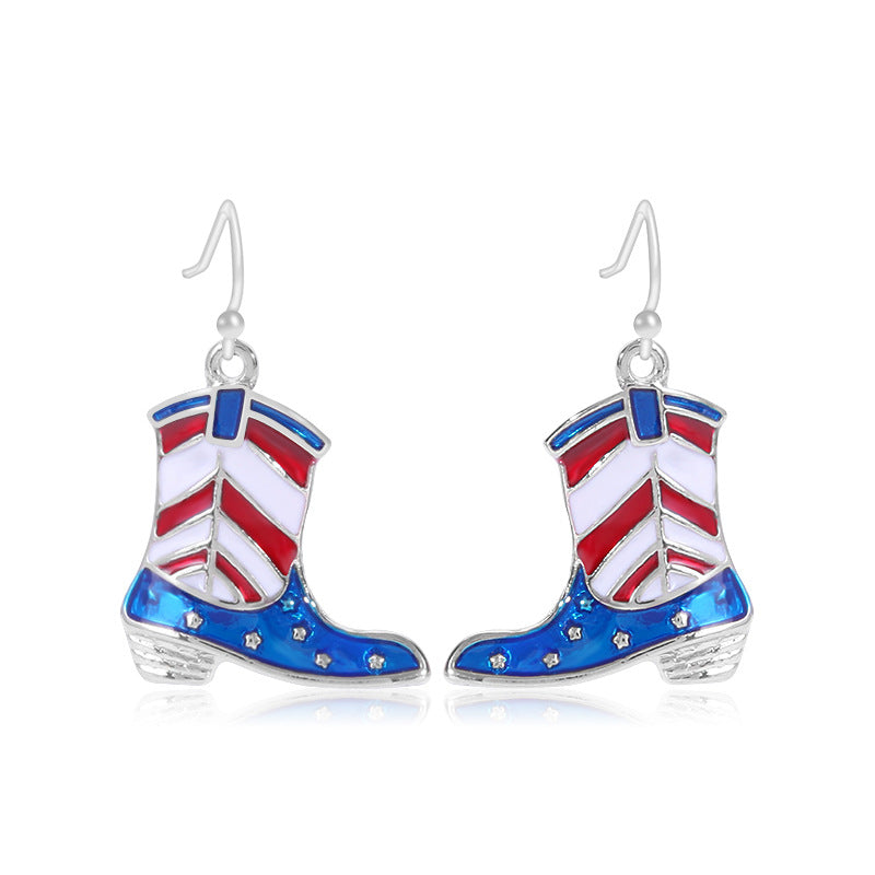 Women's long multi-layer star drop earrings with crystal embellishments and rhodium-plated alloy Kalsten
