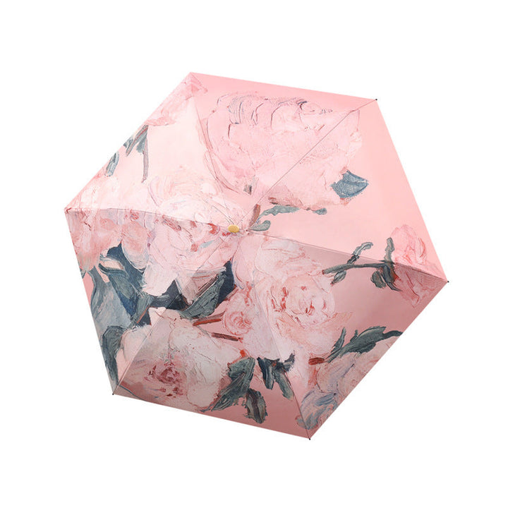 Women's Folding Umbrella with Detailed Floral 3D Design Kalsten