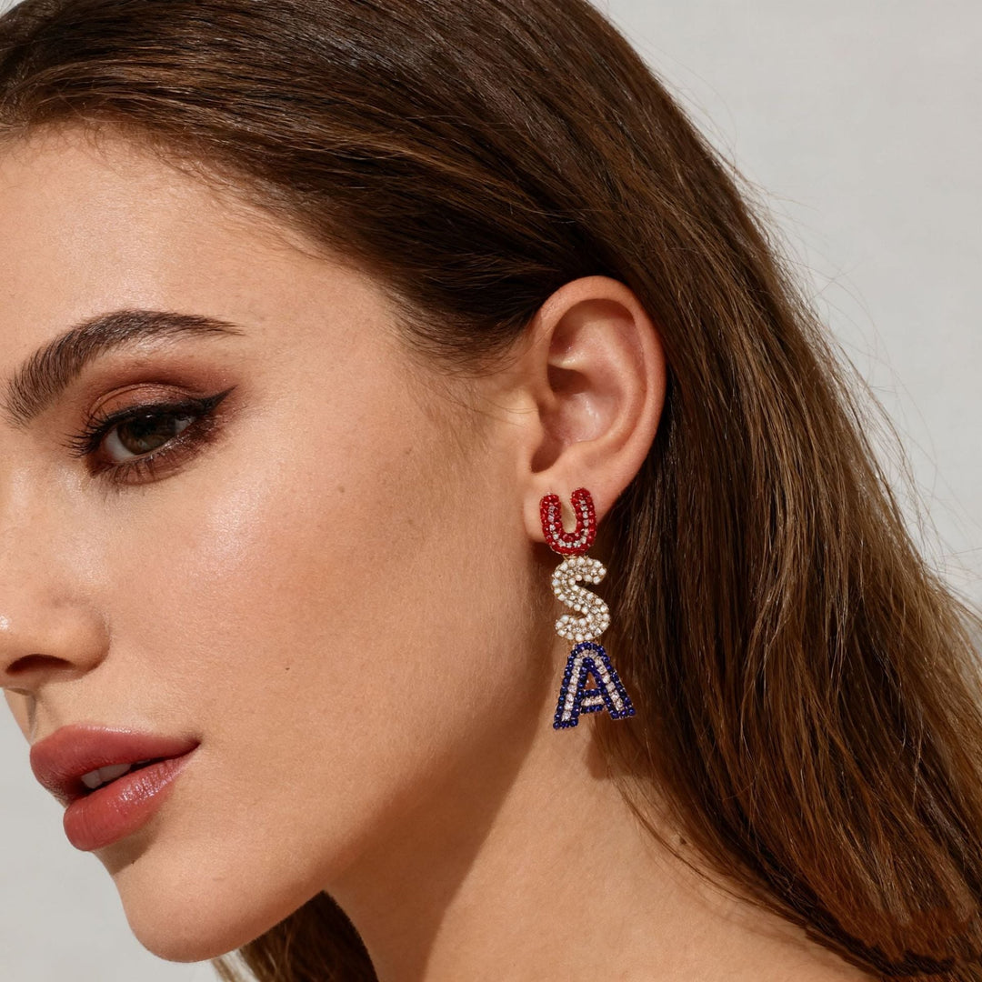 Women’s sparkling statement earrings with crystal beads and gold-plated setting Kalsten